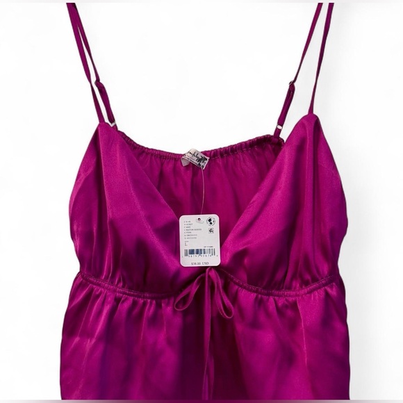 Free People Tops - NWT FREE PEOPLE Vibrant Pink Satin Camisole